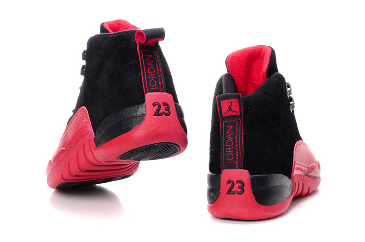 Comfortable Air Jordan 12 Suede Black Wine Red Shoes - Click Image to Close