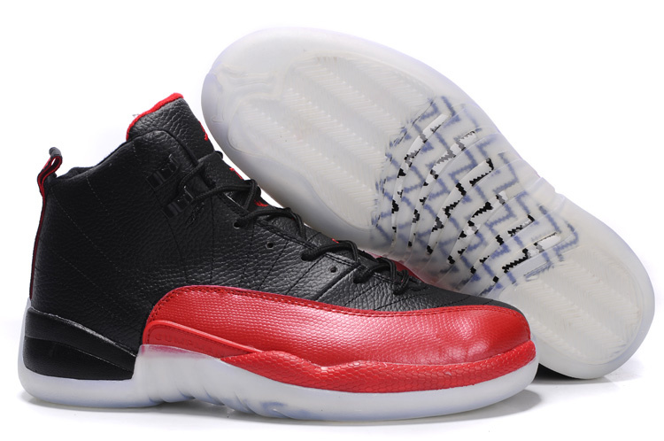 2012 Air Jordan 12 Transparent Sole Black Red White