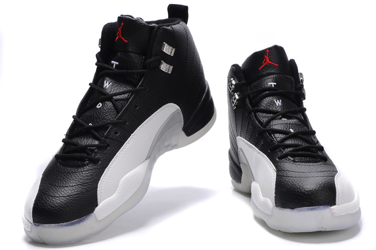 2012 Air Jordan 12 Transparent Sole Black White - Click Image to Close