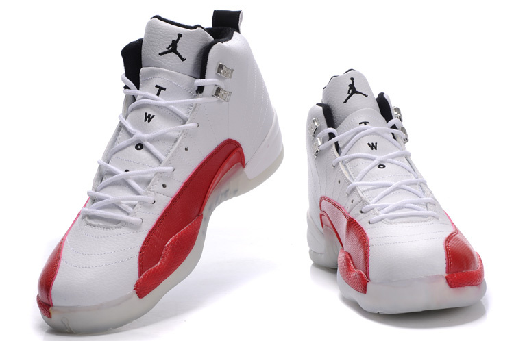 2012 Air Jordan 12 Transparent Sole White Red - Click Image to Close