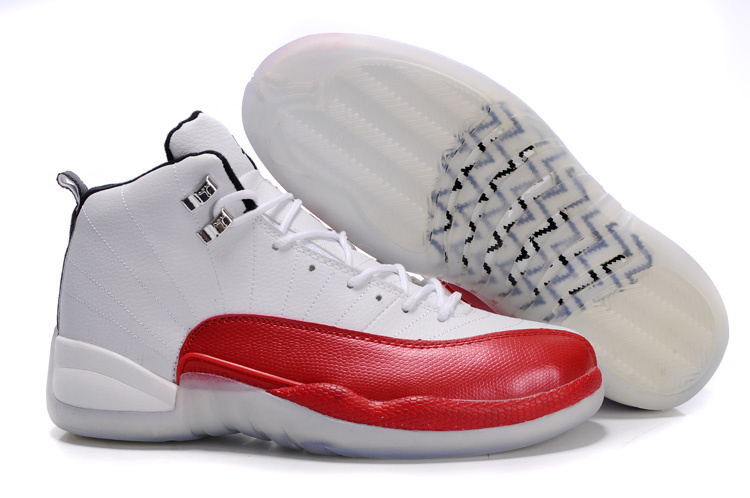 2012 Air Jordan 12 Transparent Sole White Red - Click Image to Close