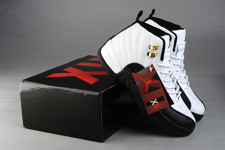 2015 Jordan 12 White Black Gold For Women