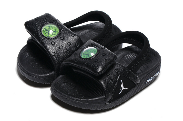 Toddler Air Jordan 13 Black Green Slipper