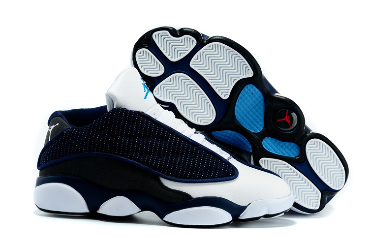 2015 Air Jordan 13 Low Cut White Blue Shoes - Click Image to Close