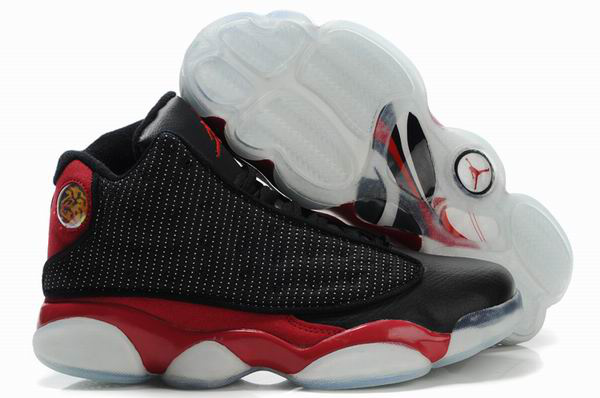 2012 Air Jordan 13 Net Vamp Transparent Sole Black Red White Shoes