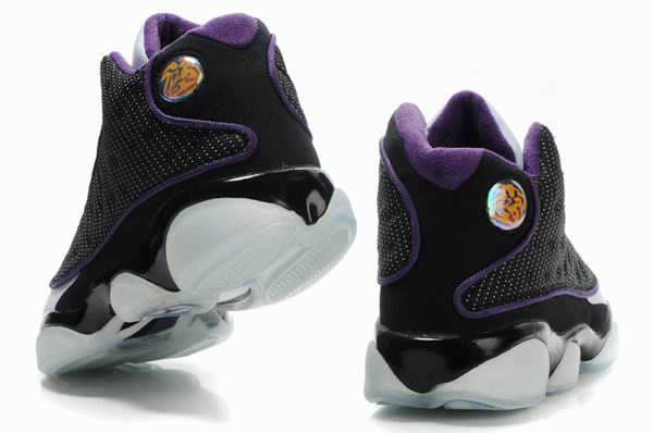 2012 Air Jordan 13 Net Vamp Transparent Sole Black White Purple Shoes - Click Image to Close