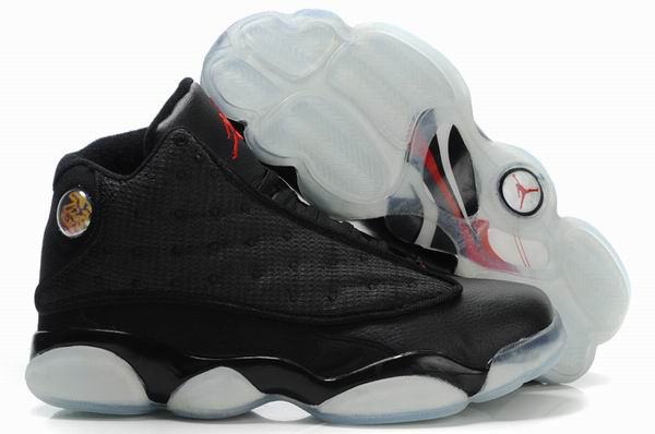 2012 Air Jordan 13 Net Vamp Transparent Sole Black White Shoes - Click Image to Close