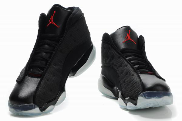 2012 Air Jordan 13 Net Vamp Transparent Sole Black White Shoes - Click Image to Close