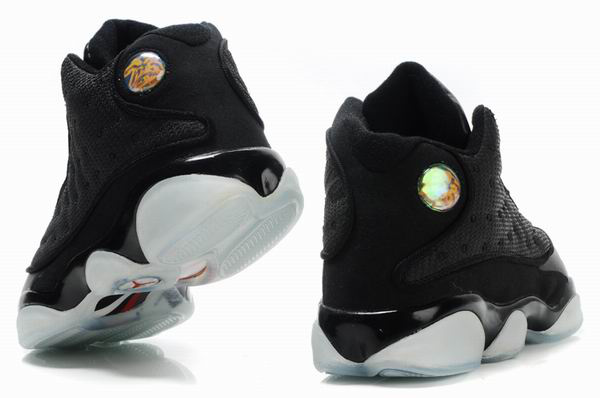 2012 Air Jordan 13 Net Vamp Transparent Sole Black White Shoes - Click Image to Close