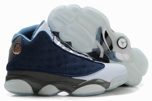 2012 Air Jordan 13 Net Vamp Transparent Sole Blue White Grey Shoes