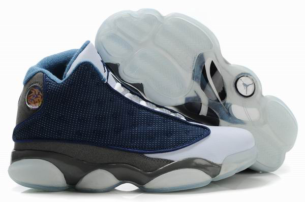 2012 Air Jordan 13 Net Vamp Transparent Sole Blue White Grey Shoes - Click Image to Close