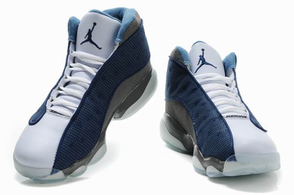 2012 Air Jordan 13 Net Vamp Transparent Sole Blue White Grey Shoes