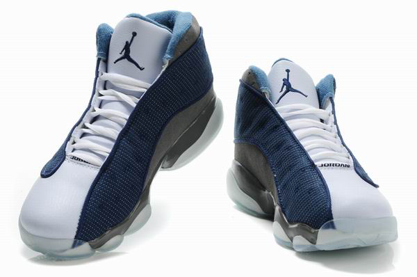 2012 Air Jordan 13 Net Vamp Transparent Sole Blue White Grey Shoes - Click Image to Close