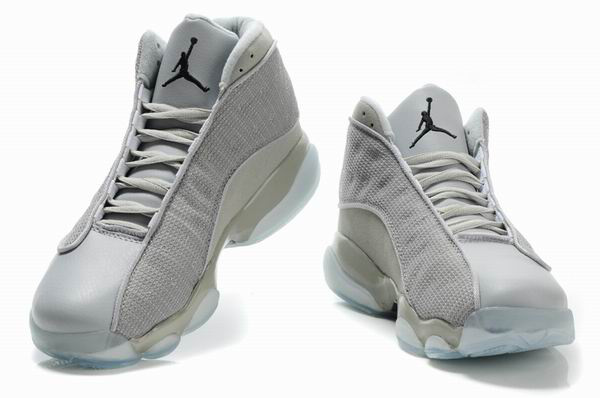 2012 Air Jordan 13 Net Vamp Transparent Sole White Grey Shoes