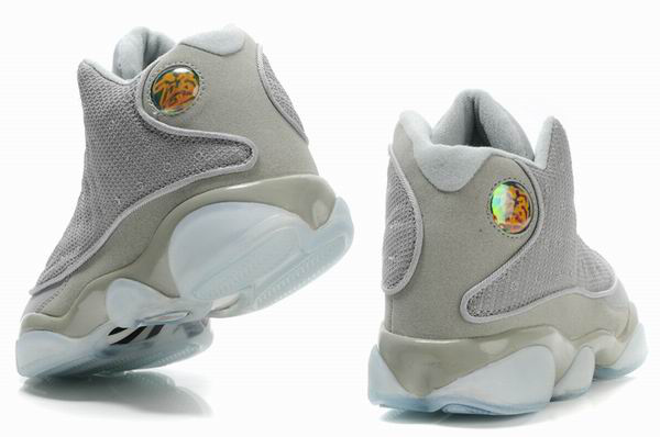 2012 Air Jordan 13 Net Vamp Transparent Sole White Grey Shoes - Click Image to Close