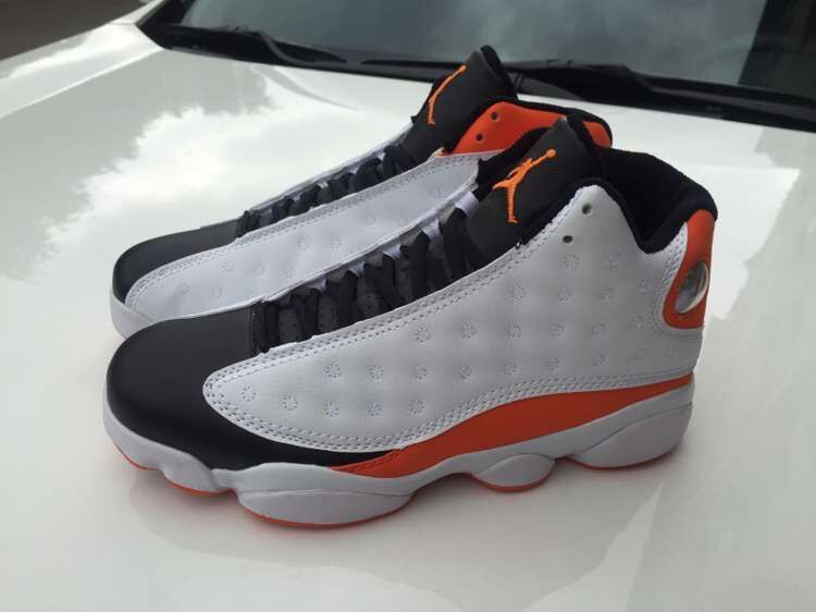 2015 Air Jordan 13 Shattered Backboard White Black Orange Shoes