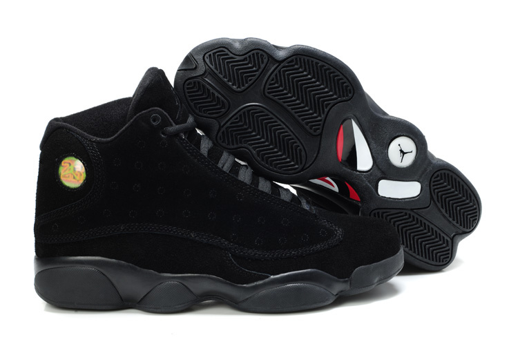 Comfortable Air Jordan 13 Suede All Black Shoes - Click Image to Close