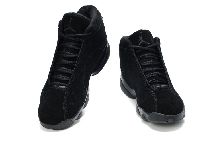 Comfortable Air Jordan 13 Suede All Black Shoes - Click Image to Close