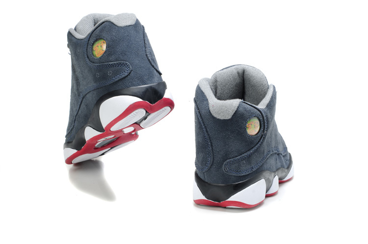 Comfortable Air Jordan 13 Suede Black White Red Shoes - Click Image to Close