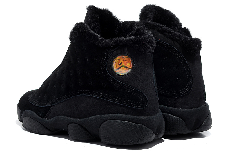 Comfortable Air Jordan 13 Wool All Black Shoes