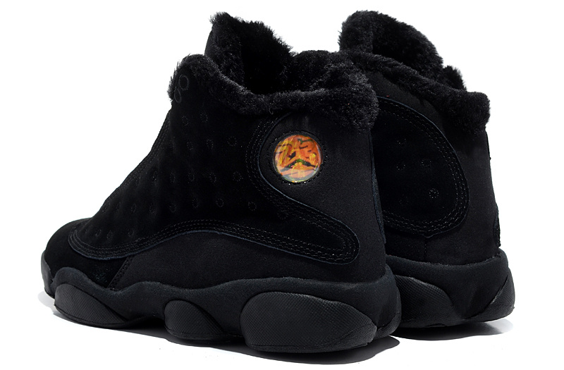 Comfortable Air Jordan 13 Wool All Black Shoes - Click Image to Close