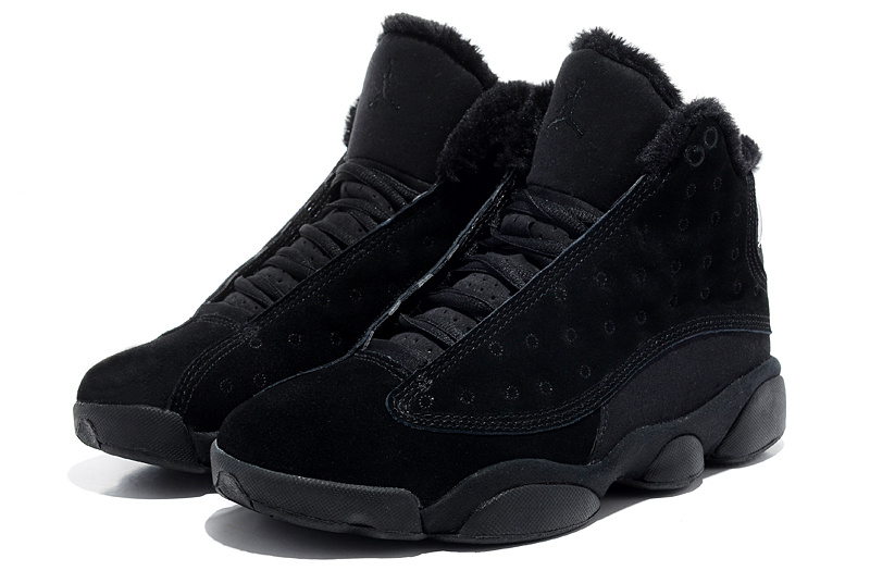 Comfortable Air Jordan 13 Wool All Black Shoes