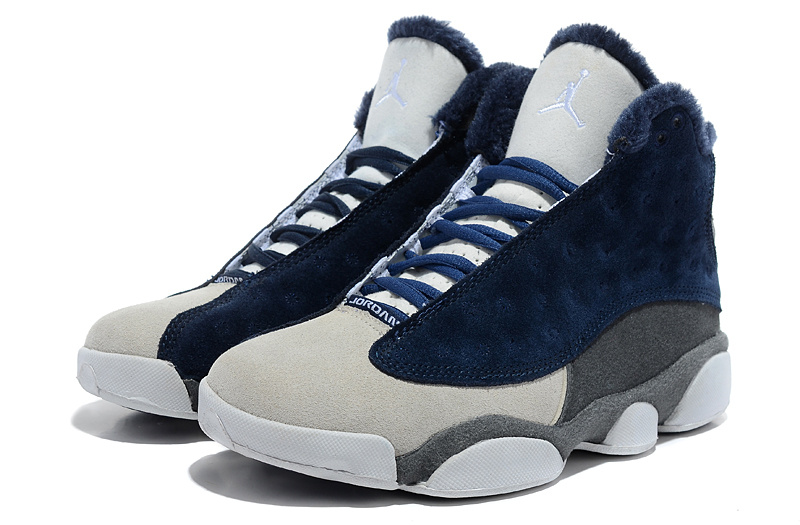 Comfortable Air Jordan 13 Wool Blue White Grey Shoes