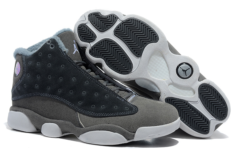 Comfortable Air Jordan 13 Wool Grey White Shoes