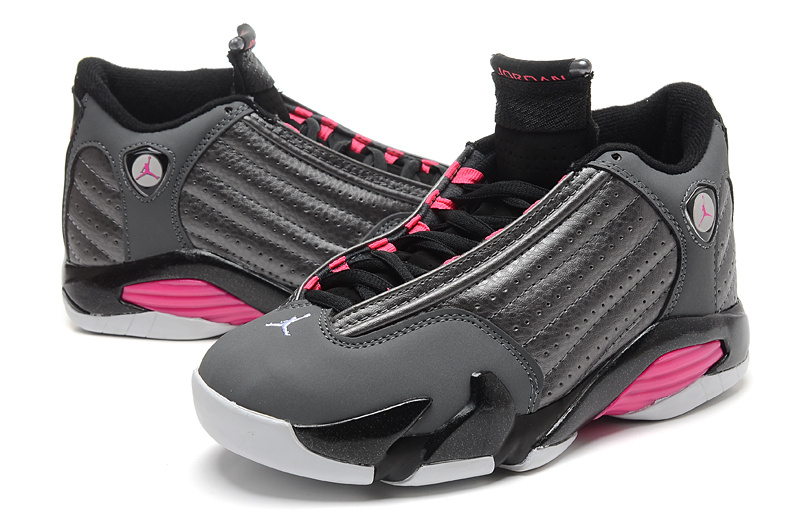 2015 Jordan 14 Grey Black Pink For Women