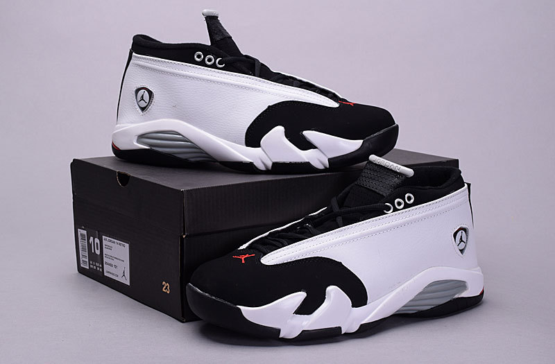 New Arrival Jordan 14 Retro Low 30th Black White Red Shoes - Click Image to Close