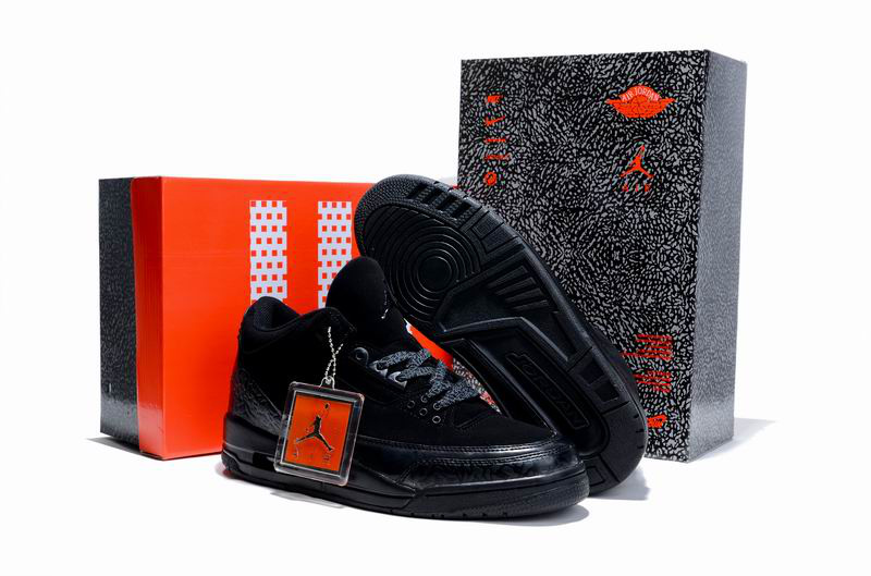 New Air Jordan 3 Hardcover Box All Black Shoes - Click Image to Close