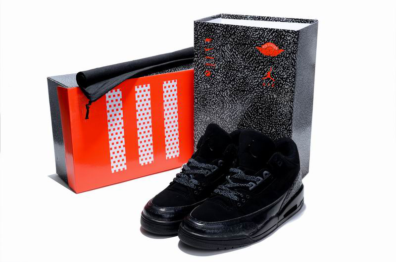 New Air Jordan 3 Hardcover Box All Black Shoes