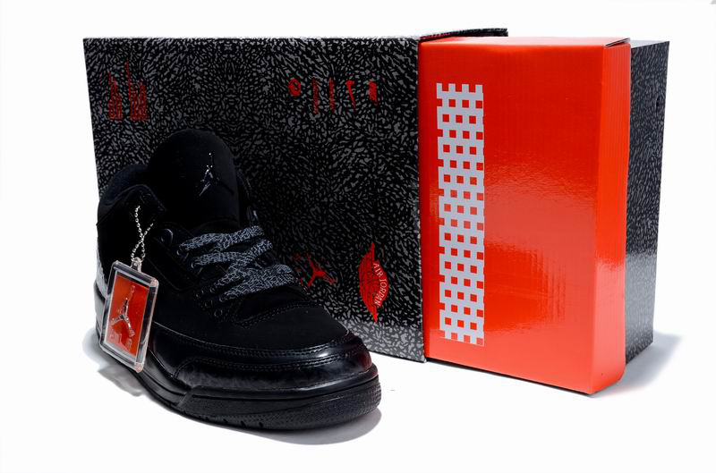 New Air Jordan 3 Hardcover Box All Black Shoes