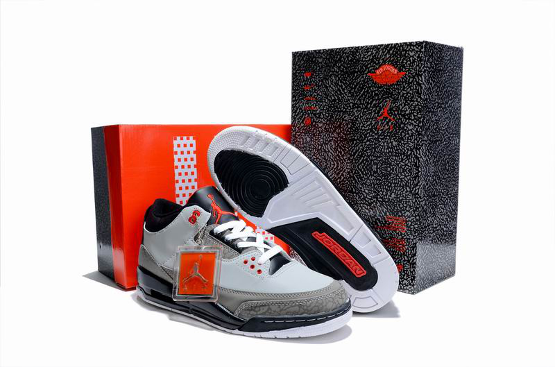 New Air Jordan 3 Hardcover Box Grey Cement Black Shoes - Click Image to Close