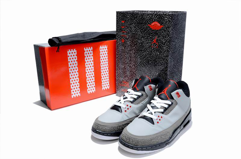 New Air Jordan 3 Hardcover Box Grey Cement Black Shoes - Click Image to Close