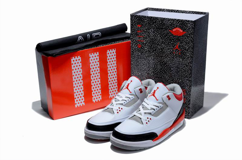 New Air Jordan 3 Hardcover Box White Black Red Shoes