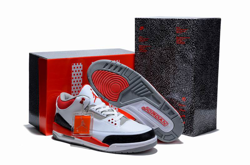 New Air Jordan 3 Hardcover Box White Black Red Shoes