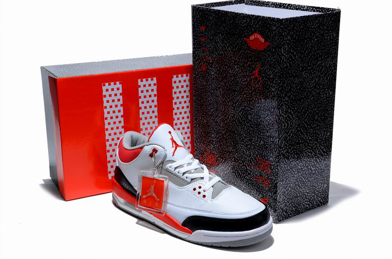 New Air Jordan 3 Hardcover Box White Black Red Shoes