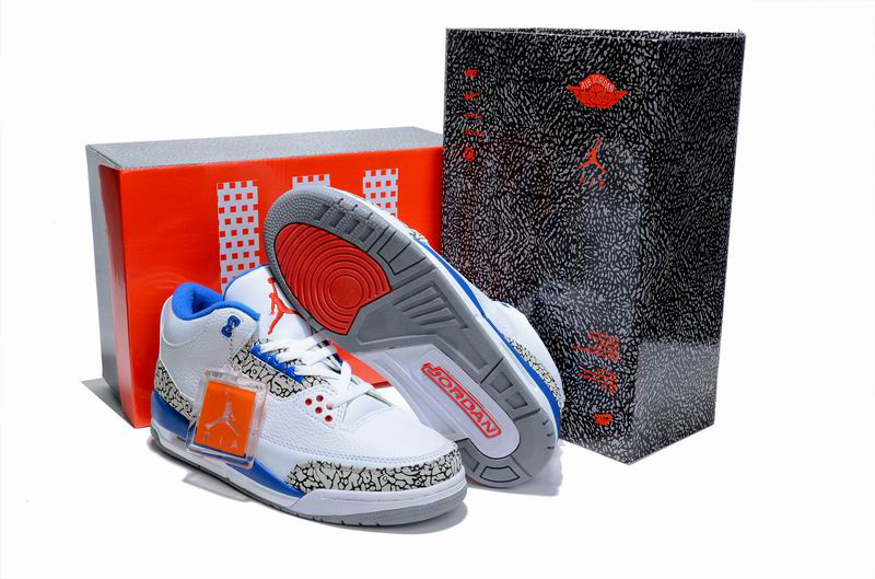 New Air Jordan 3 Hardcover Box White Cement Blue Shoes - Click Image to Close