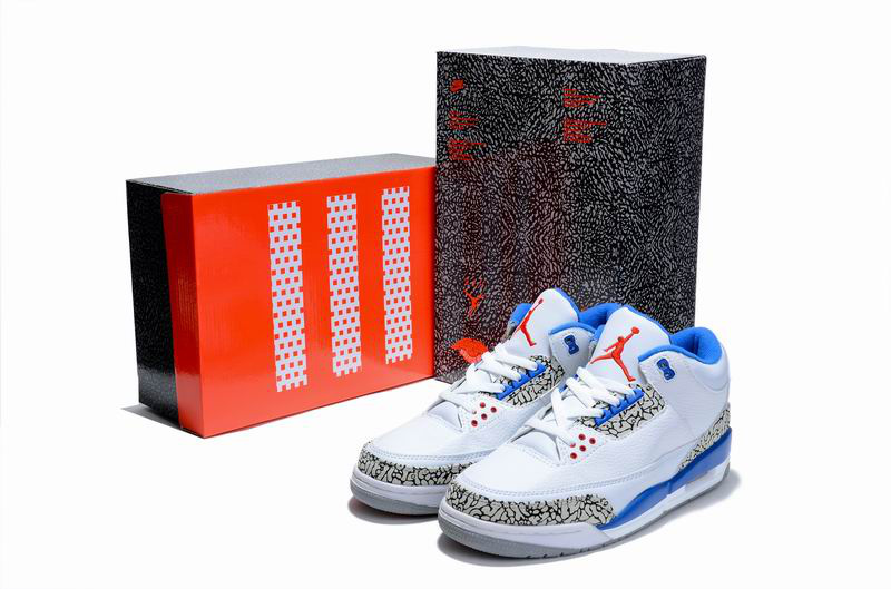 New Air Jordan 3 Hardcover Box White Cement Blue Shoes