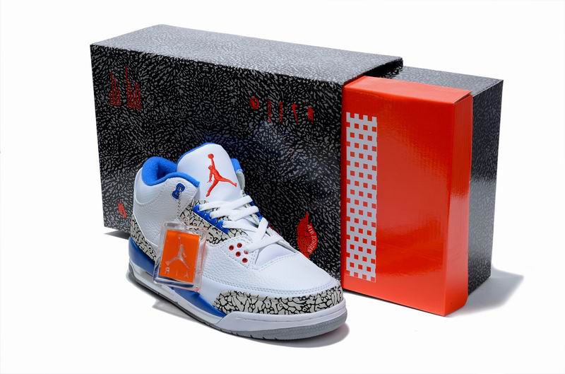 New Air Jordan 3 Hardcover Box White Cement Blue Shoes
