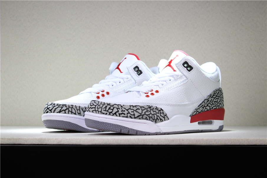 Air Jordan 3 Katrina White Cement Grey Black Fire Red - Click Image to Close