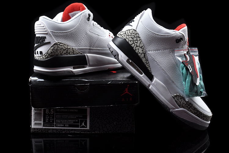 New Air Jordan 3 White Grey Nike Logo Shoes - Click Image to Close