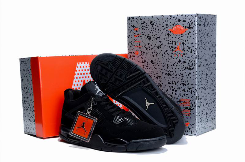 New Air Jordan 4 Hardcover Box All Black Shoes - Click Image to Close