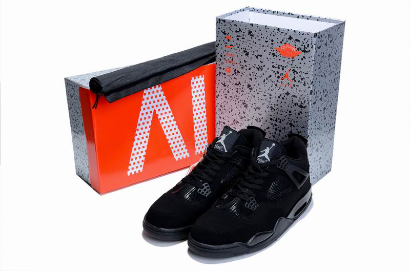 New Air Jordan 4 Hardcover Box All Black Shoes - Click Image to Close