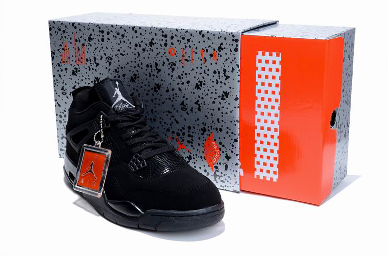 New Air Jordan 4 Hardcover Box All Black Shoes - Click Image to Close