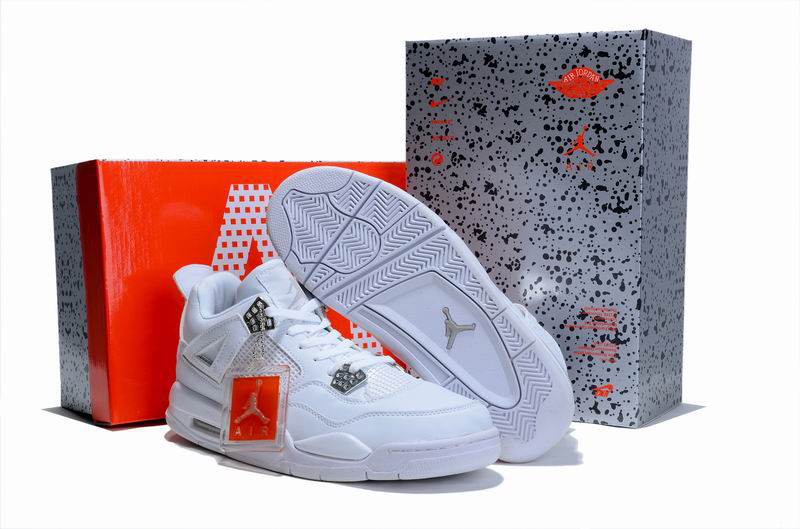 New Air Jordan 4 Hardcover Box All White Shoes