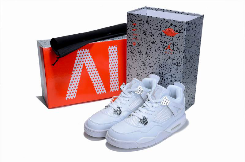 New Air Jordan 4 Hardcover Box All White Shoes