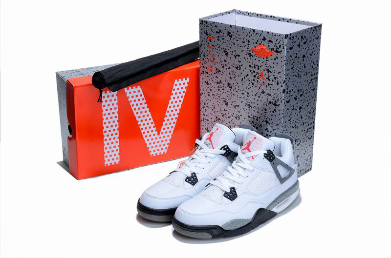 New Air Jordan 4 Hardcover Box White Grey Cement - Click Image to Close