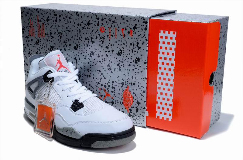 New Air Jordan 4 Hardcover Box White Grey Cement - Click Image to Close